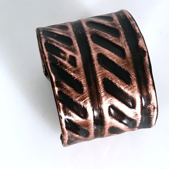 Industrial Pure Copper Cuff Bracelet Wide Bracelet Boho Minimalist Contemporary - Picture 13 of 14